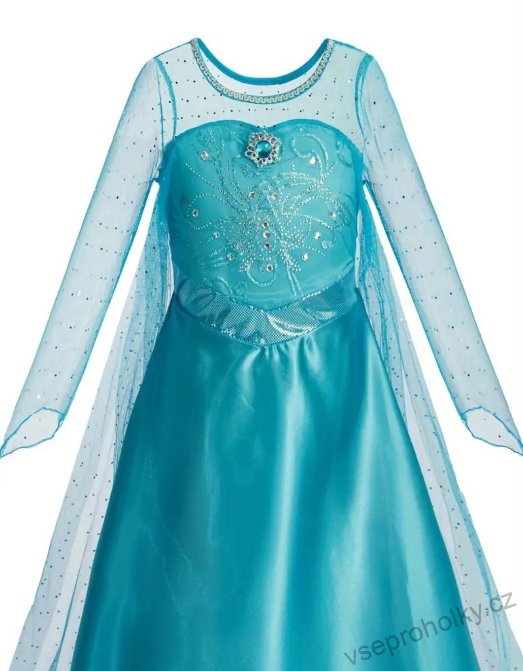 Modré šaty Elza Frozen s dlouhou vlečkou