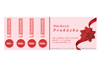 Dárkové poukázky v hodnotě 500, 1000, 1500 nebo 2000 Kč