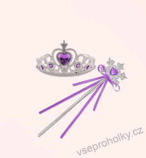Set žezlo a KORUNKA s kamínky - fialová