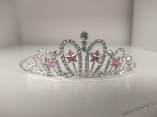 Čelenka princeznovská korunka s růžovými kamínky
