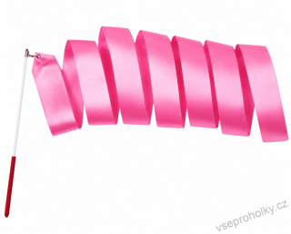 Růžová gymnastická stuha s růžovou rukojetí – délka 200 cm