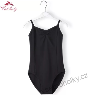 Dívčí gymnastický taneční dres na ramínka - černý