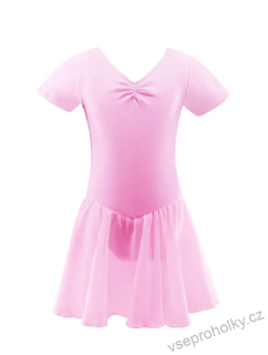 Světle růžový bavlněný dres s krátkým rukávem tylovou sukní