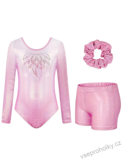 Gymnastický set – růžový třpytivý